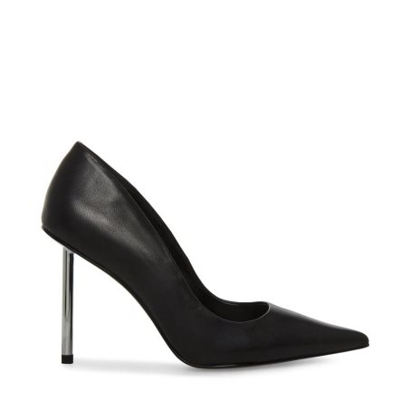 Black Steve Madden Kristie Leather Women's Heels | PH 5073DNI